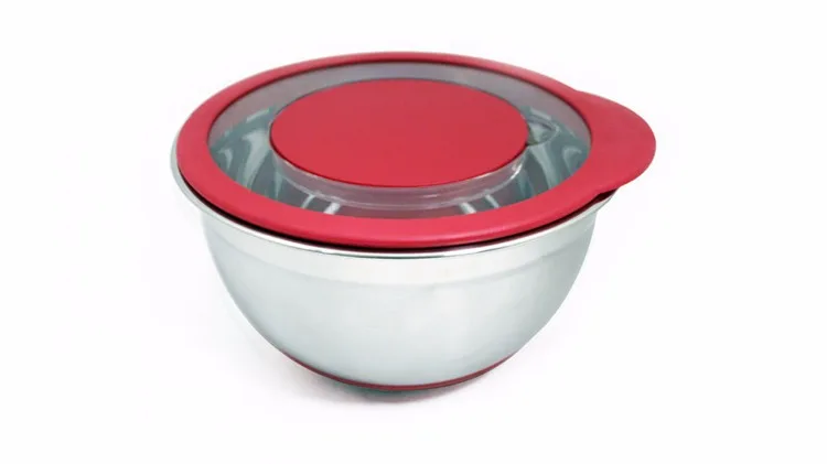 Stainless Steel Non-slip Silicone Base Nesting Storage Serving Bowl Salad Mixing Bowl — 6